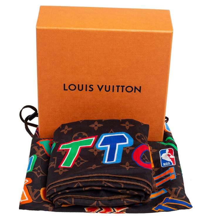 Pre Owned Louis Vuitton Brown LVXNBA Monogram Print Cotton Bandana