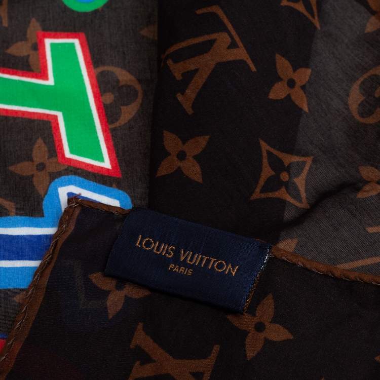 Pre Owned Louis Vuitton Brown LVXNBA Monogram Print Cotton Bandana