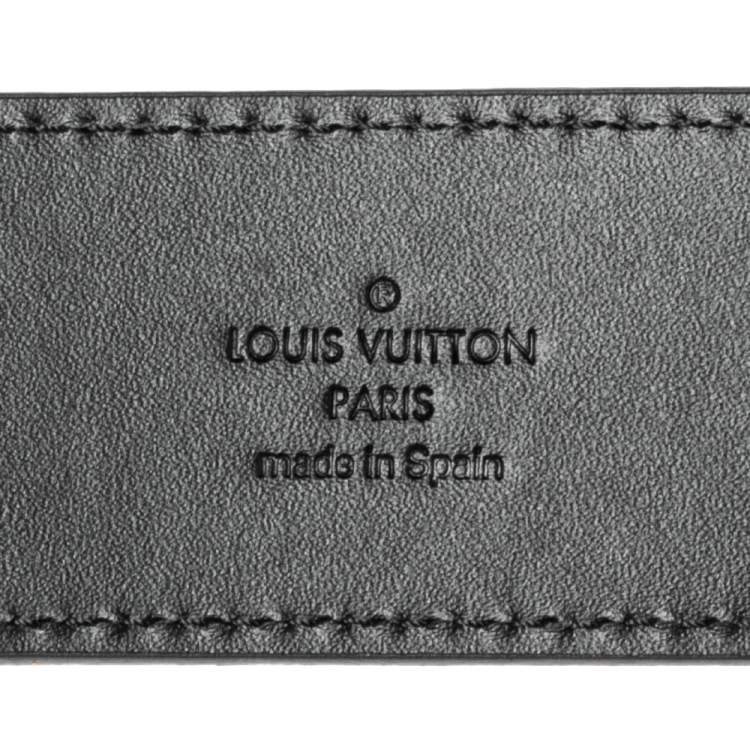 Pre Owned Louis Vuitton Black Mini Damier Suede Initiales Belt 110CM