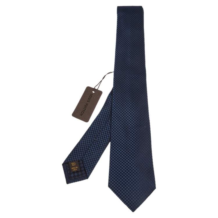 Louis Vuitton Navy Blue Damier Silk Tie Louis Vuitton