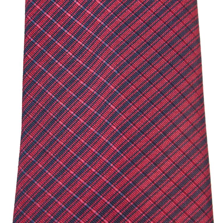 Pre Owned Louis Vuitton Berry Pink Mini Stripe Silk Tie