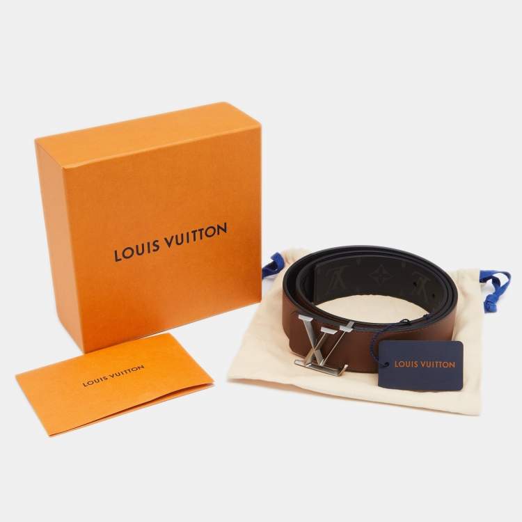 Pre Owned Louis Vuitton Brown/Black Monogram Illusion Pyramid Reversible Belt 95CM