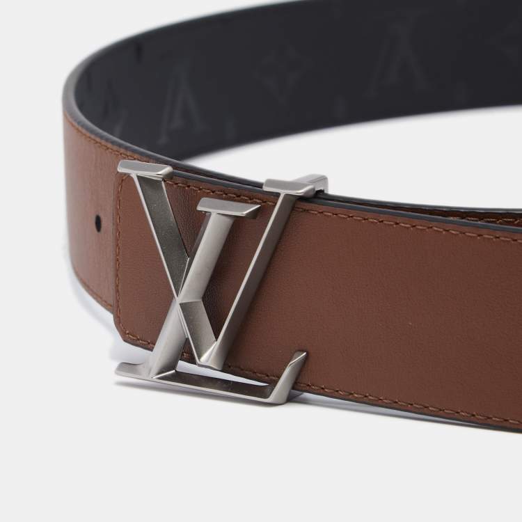 Pre Owned Louis Vuitton Brown/Black Monogram Illusion Pyramid Reversible Belt 95CM