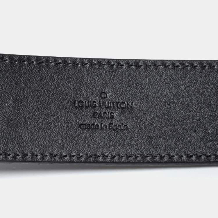Pre Owned Louis Vuitton Dark Blue Mini Damier Suede LV Initiales Belt 110CM