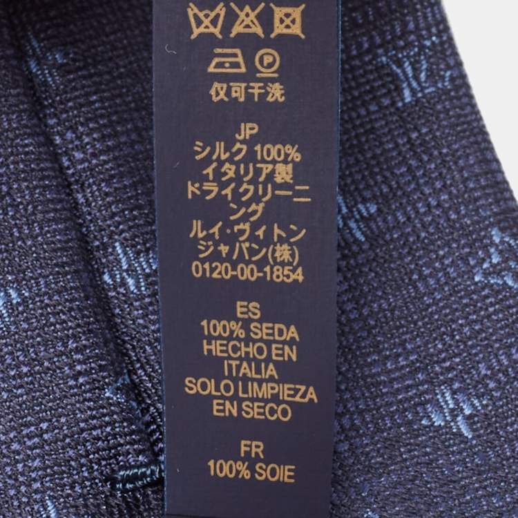 Pre Owned Louis Vuitton Navy Blue Monogram Jasper Silk Tie