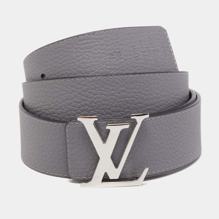 Louis Vuitton Navy Blue/Grey Leather LV Initials Reversible Belt 100CM Louis  Vuitton