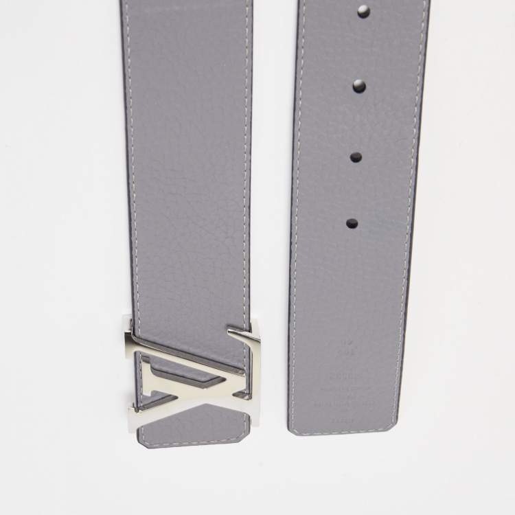 Louis Vuitton Navy Blue/Grey Leather LV Initials Reversible Belt 100CM Louis  Vuitton