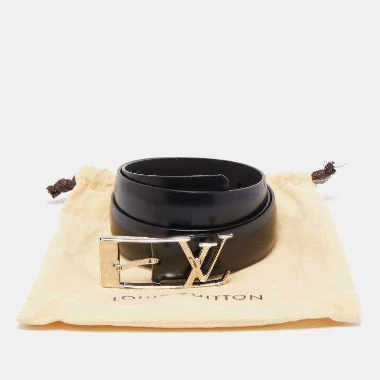 Pre Owned Louis Vuitton Black Leather Neogram Belt 85CM
