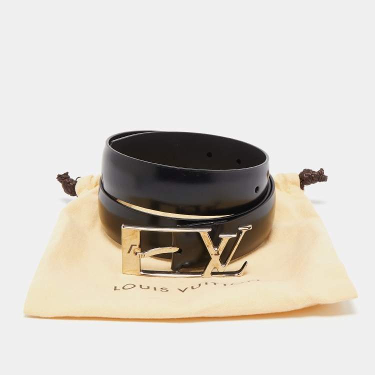 Pre Owned Louis Vuitton Black Leather Neogram Belt 85CM