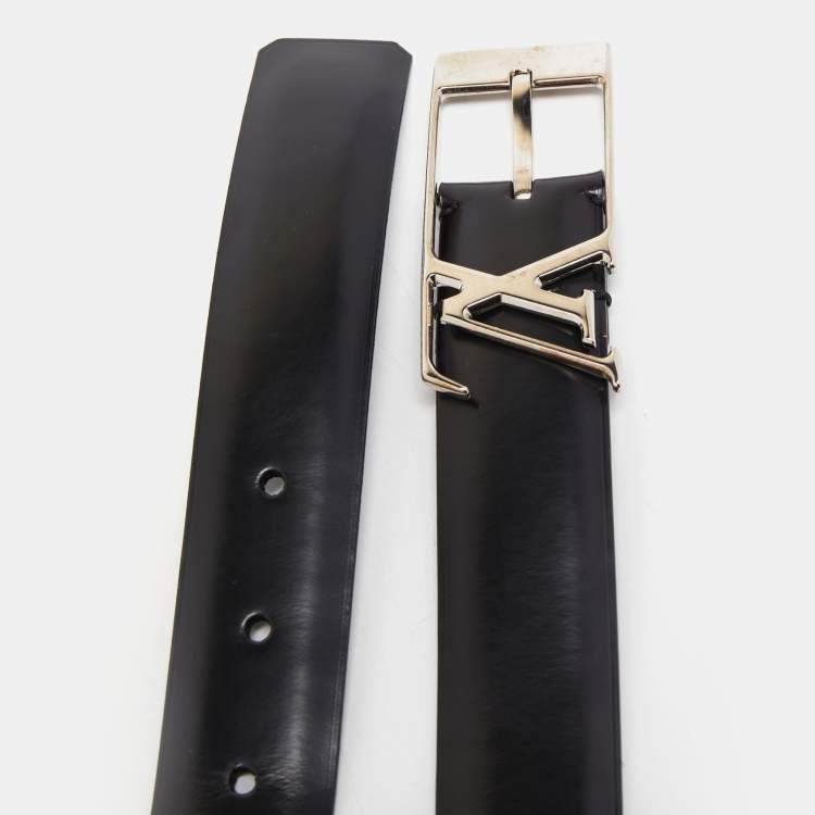 Pre Owned Louis Vuitton Black Leather Neogram Belt 90CM