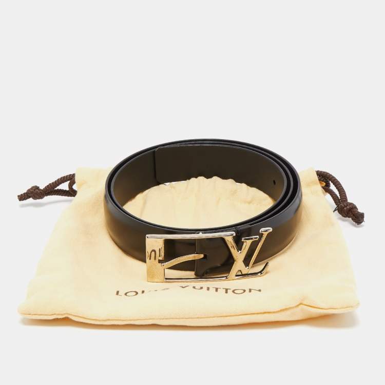 Pre Owned Louis Vuitton Black Leather Neogram Belt 90CM