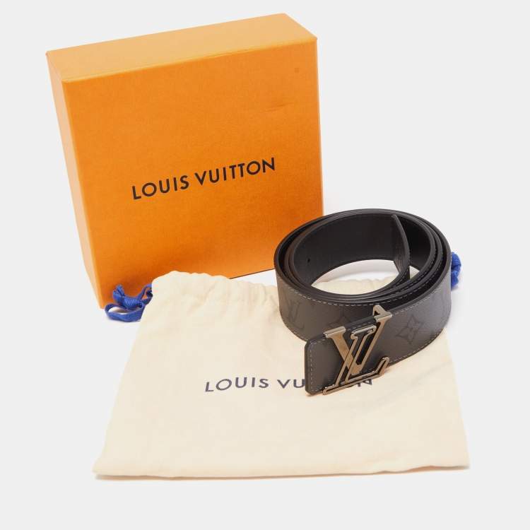 Pre Owned Louis Vuitton Monogram Eclipse Canvas LV Initiales Reversible Belt 95CM