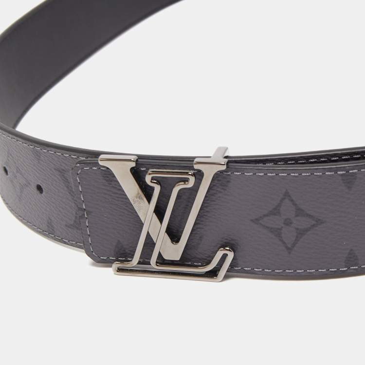 Pre Owned Louis Vuitton Monogram Eclipse Canvas LV Initiales Reversible Belt 95CM