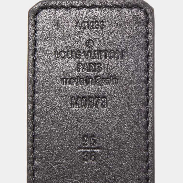 Pre Owned Louis Vuitton Monogram Eclipse Canvas LV Initiales Reversible Belt 95CM