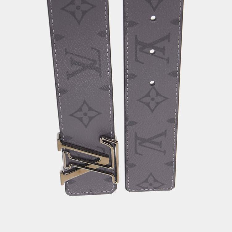 Pre Owned Louis Vuitton Monogram Eclipse Canvas LV Initiales Reversible Belt 95CM
