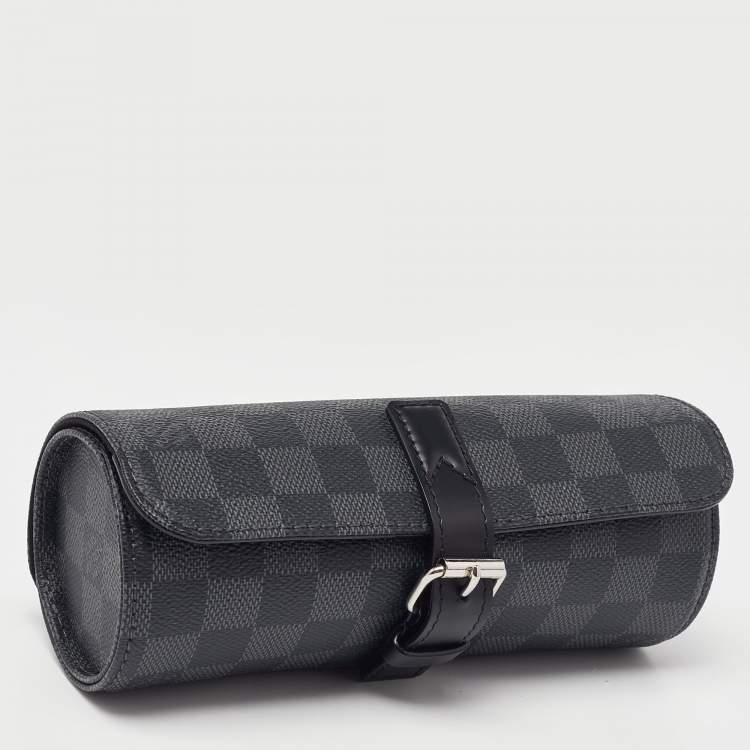 Pre Owned Louis Vuitton Damier Graphite Canvas 3 Watch Case