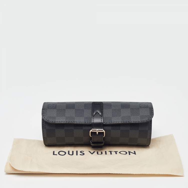 Pre Owned Louis Vuitton Damier Graphite Canvas 3 Watch Case