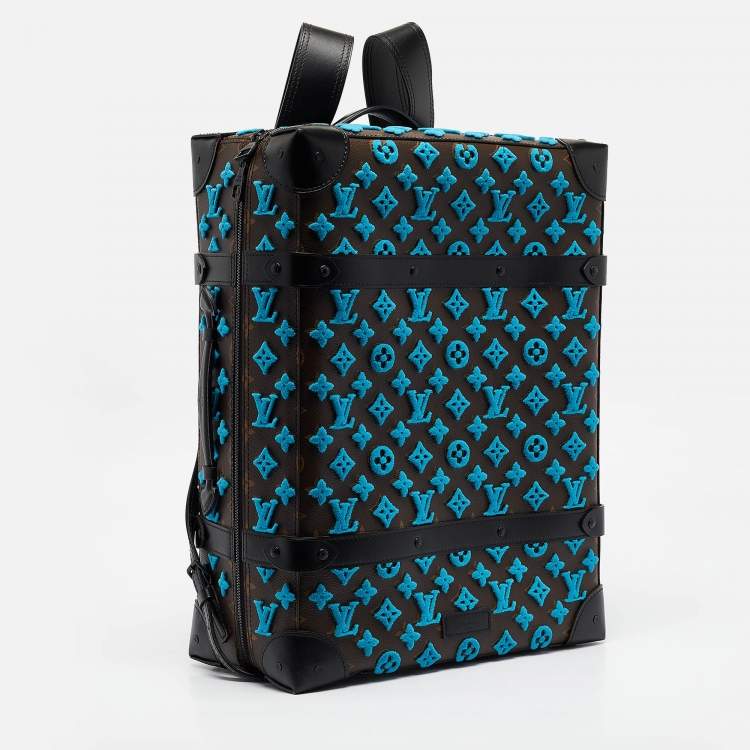 Pre Owned Louis Vuitton Turquoise Monogram Tuffetage Soft Trunk PM Backpack 