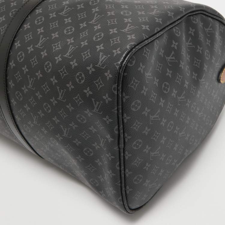 Pre Owned Louis Vuitton Monogram Eclipse Canvas Patchwork Keepall Bandouliere 50 Bag