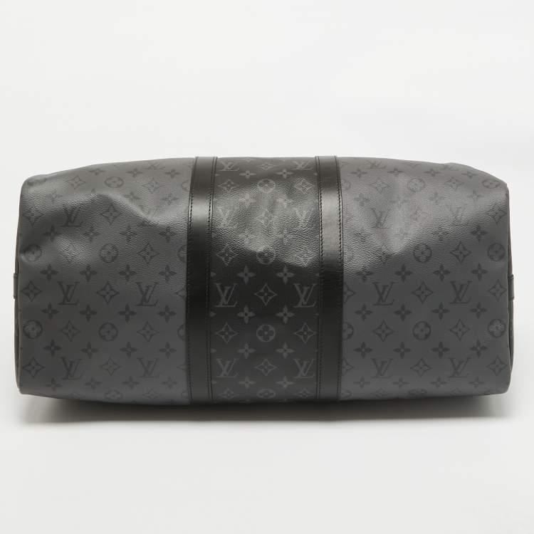 Pre Owned Louis Vuitton Monogram Eclipse and Reverse Canvas Keepall Bandouliere 50 Bag