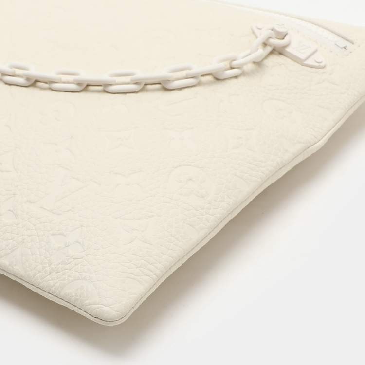 Pre Owned Louis Vuitton White Monogram Taurillon Leather Solar Ray A4 Pouch