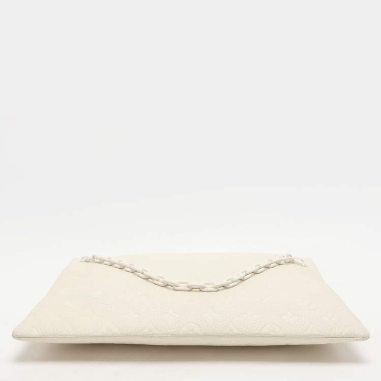 Pre Owned Louis Vuitton White Monogram Taurillon Leather Solar Ray A4 Pouch