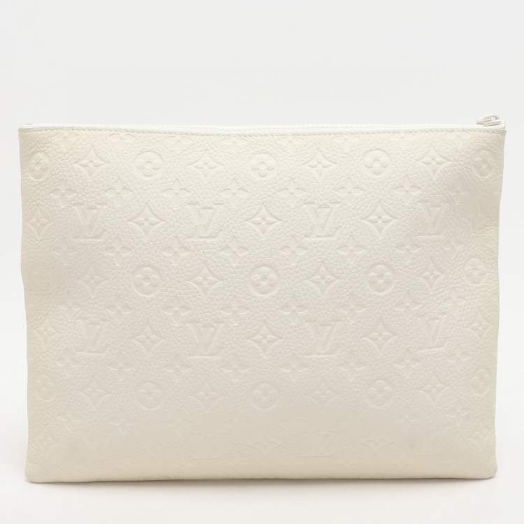 Pre Owned Louis Vuitton White Monogram Taurillon Leather Solar Ray A4 Pouch