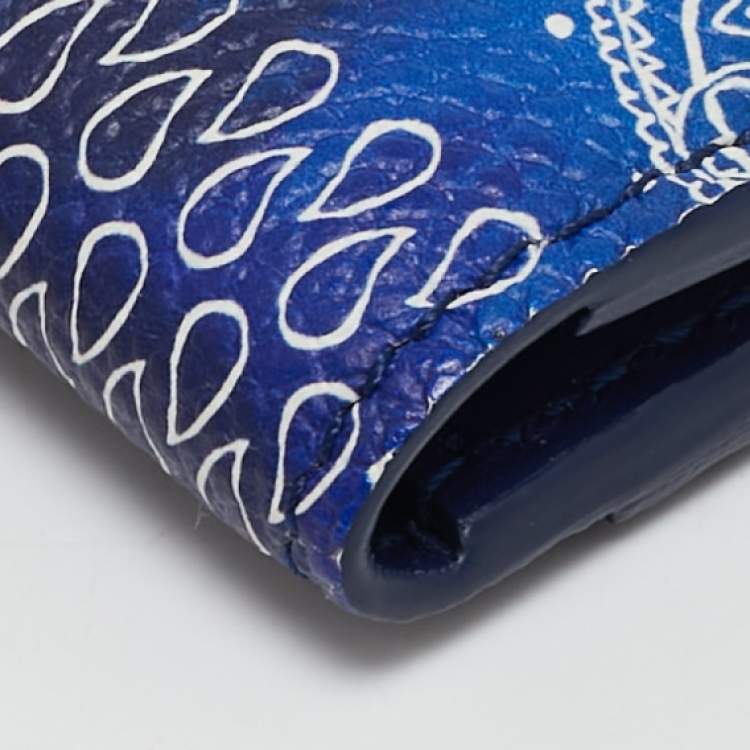 Pre Owned Louis Vuitton Blue Monogram Bandana Leather Pocket Organizer