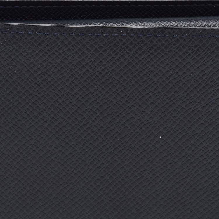 Pre Owned Louis Vuitton Navy Blue Leather Multiple Bifold Wallet