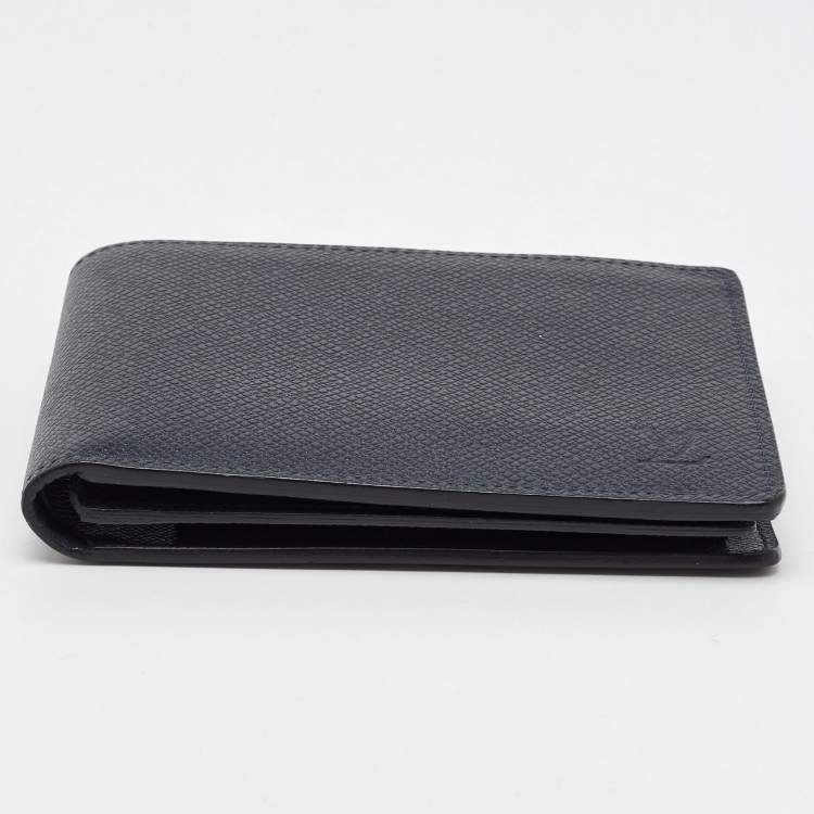 Pre Owned Louis Vuitton Navy Blue Leather Multiple Bifold Wallet