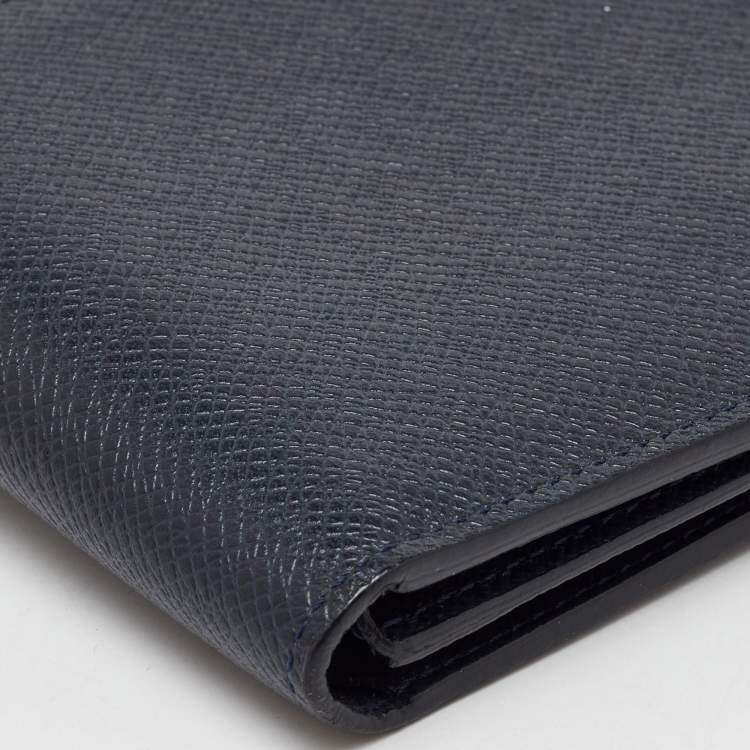 Pre Owned Louis Vuitton Navy Blue Leather Multiple Bifold Wallet