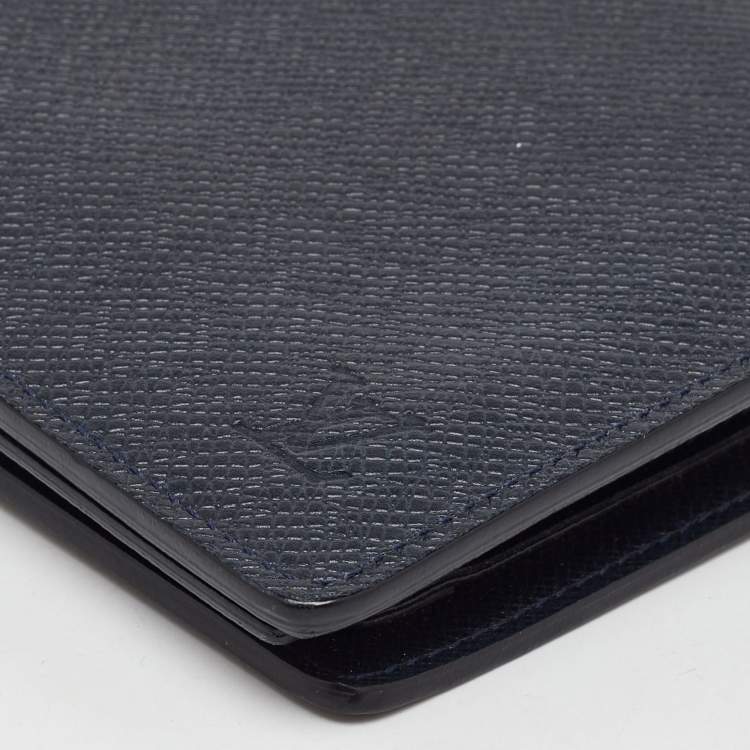 Pre Owned Louis Vuitton Navy Blue Leather Multiple Bifold Wallet