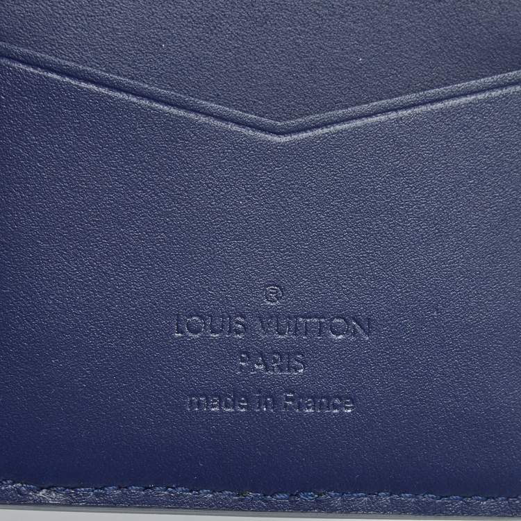 Pre Owned Louis Vuitton Blue Monogram Bandana Leather Pocket Organizer