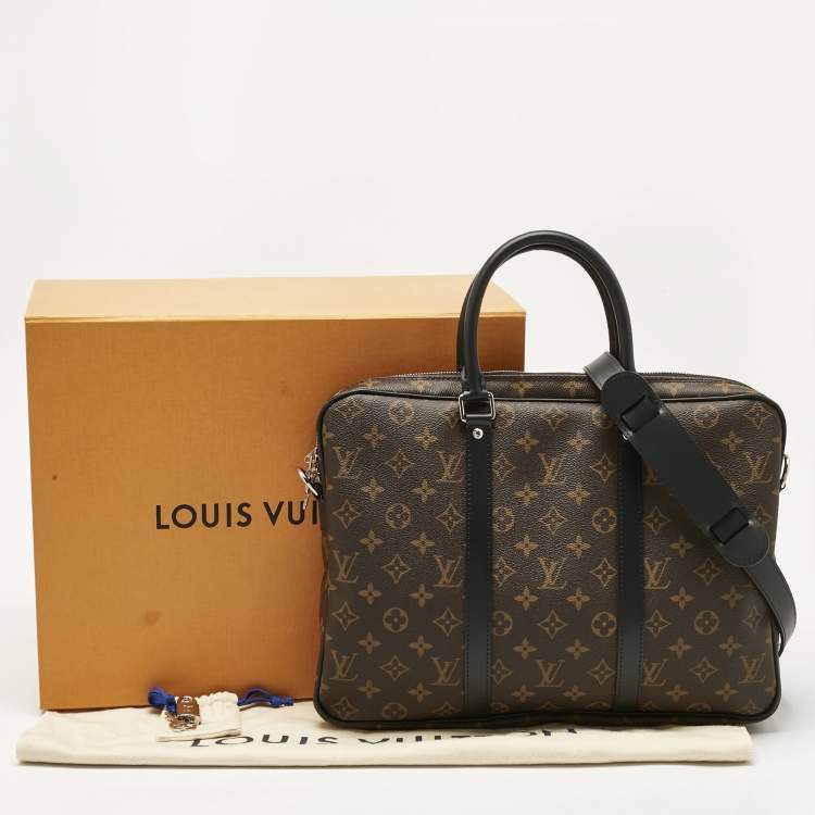 Pre Owned Louis Vuitton Monogram Macassar Canvas Porte Documents Voyage PM Briefcase