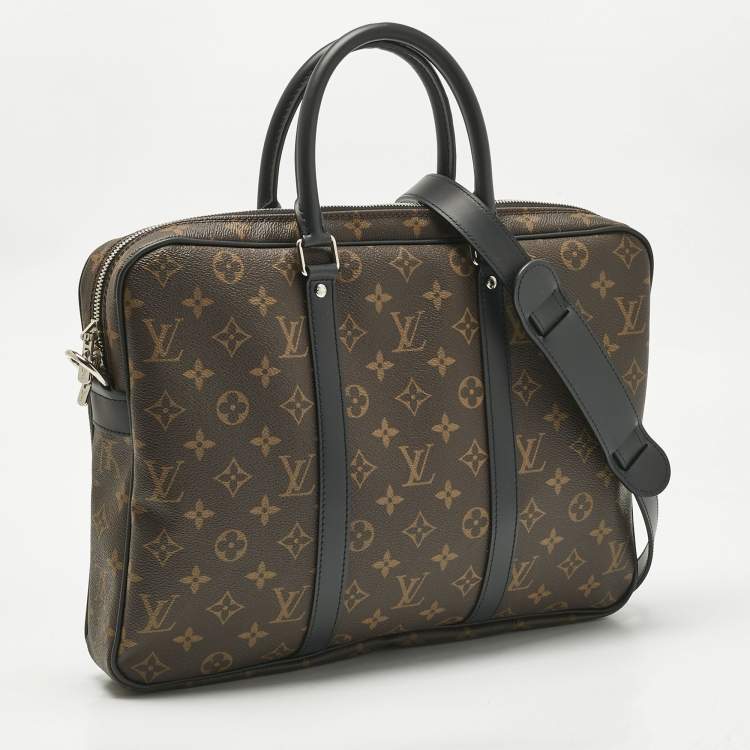 Pre Owned Louis Vuitton Monogram Macassar Canvas Porte Documents Voyage PM Briefcase