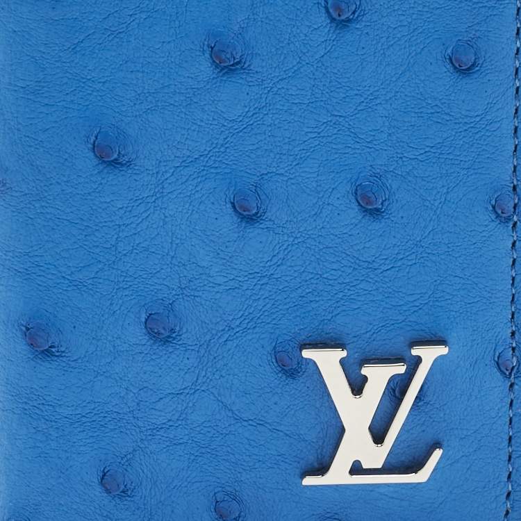 Pre Owned Louis Vuitton Blue Ostrich Pocket Organizer