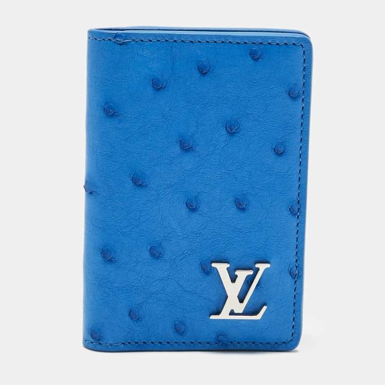 Pre Owned Louis Vuitton Blue Ostrich Pocket Organizer