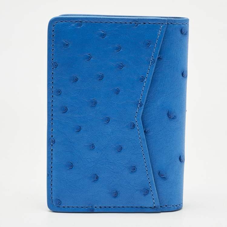 Pre Owned Louis Vuitton Blue Ostrich Pocket Organizer