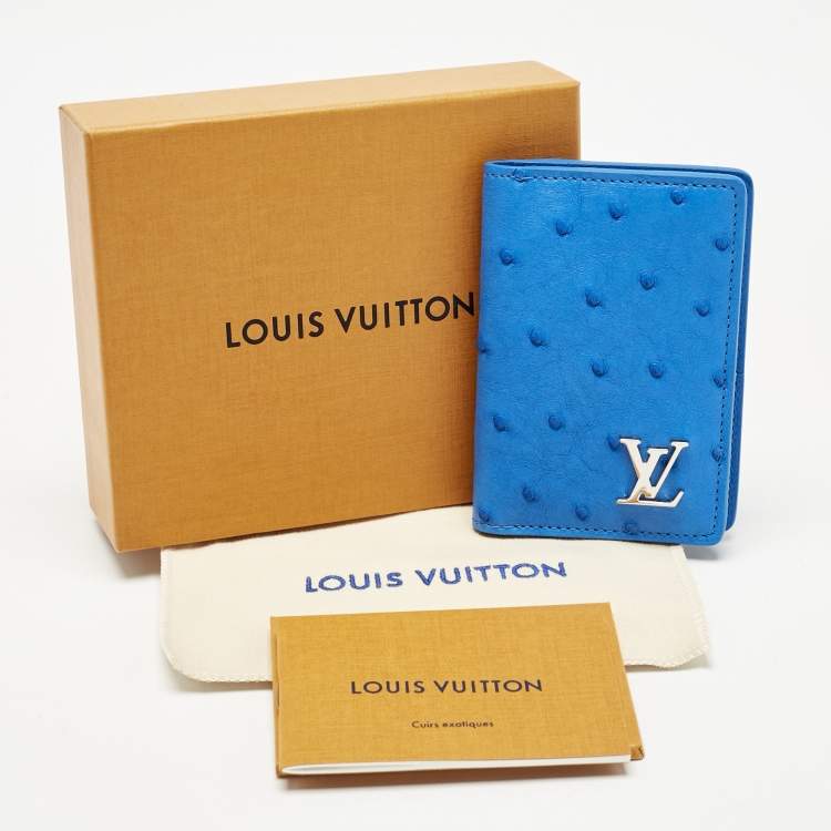 Pre Owned Louis Vuitton Blue Ostrich Pocket Organizer