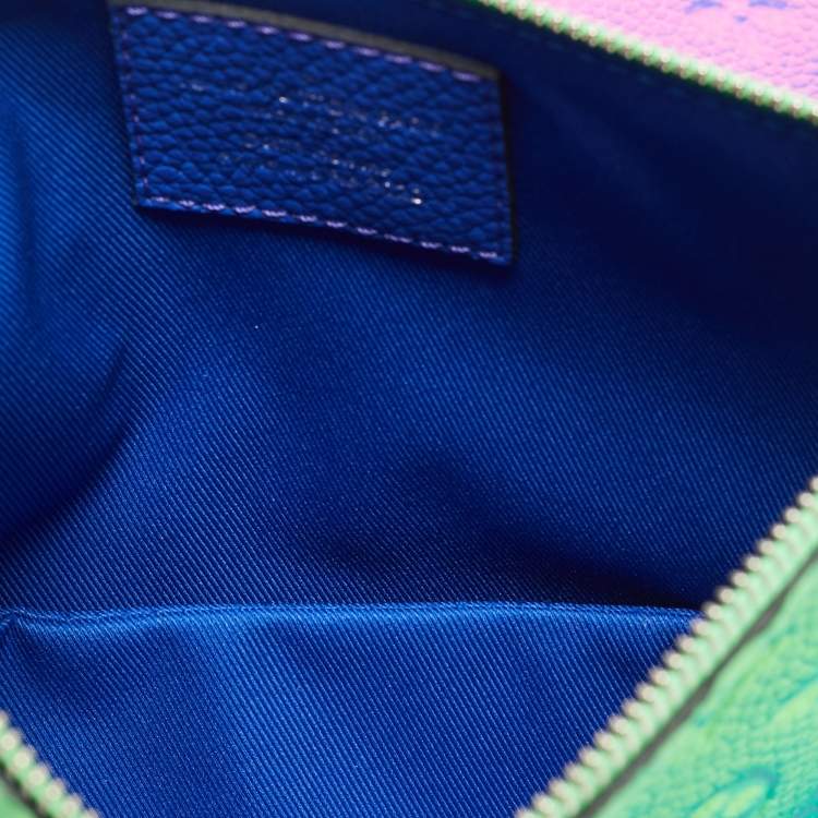 Pre Owned Louis Vuitton Bleu/Rose Monogram Taurillon Illusion Leather Trio Pouch Bag