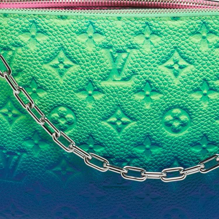 Pre Owned Louis Vuitton Bleu/Rose Monogram Taurillon Illusion Leather Trio Pouch Bag