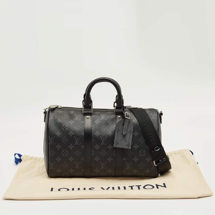 Pre Owned Louis Vuitton Monogram Eclipse Canvas Keepall Bandouliere 35 Bag