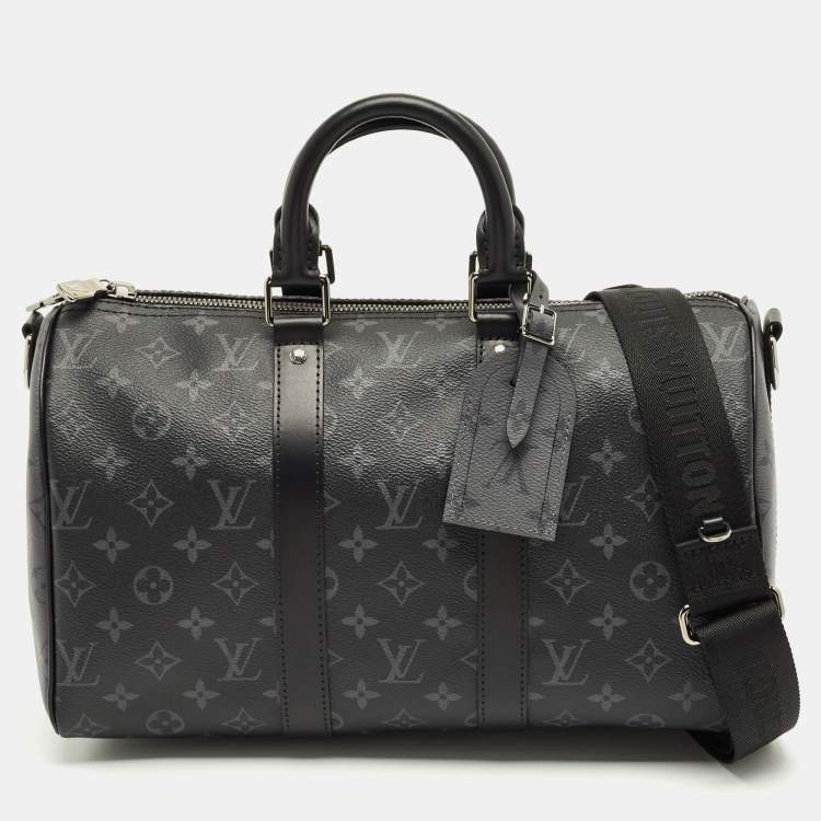 Pre Owned Louis Vuitton Monogram Eclipse Canvas Keepall Bandouliere 35 Bag