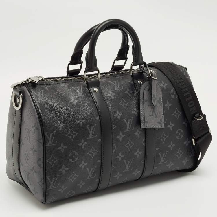Pre Owned Louis Vuitton Monogram Eclipse Canvas Keepall Bandouliere 35 Bag
