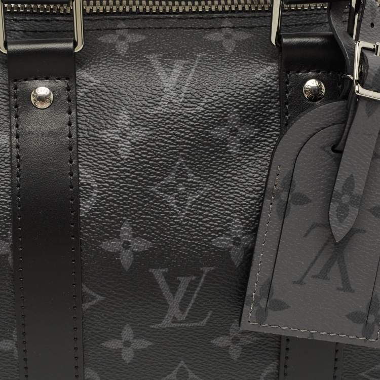 Pre Owned Louis Vuitton Monogram Eclipse Canvas Keepall Bandouliere 35 Bag