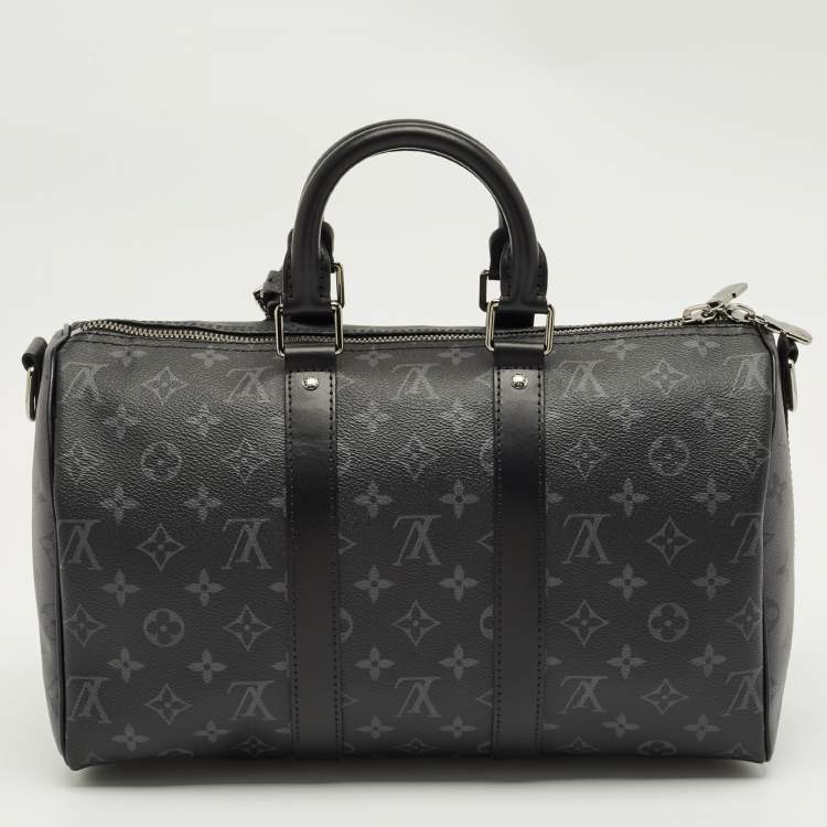 Pre Owned Louis Vuitton Monogram Eclipse Canvas Keepall Bandouliere 35 Bag