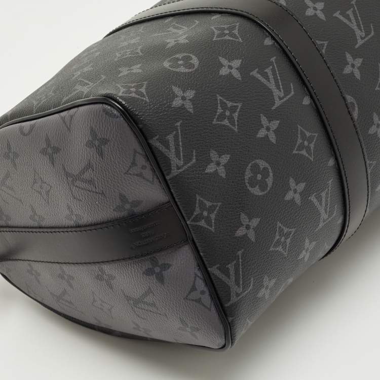 Pre Owned Louis Vuitton Monogram Eclipse Canvas Keepall Bandouliere 35 Bag