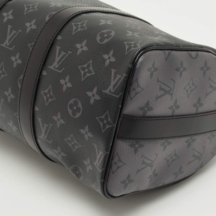 Pre Owned Louis Vuitton Monogram Eclipse Canvas Keepall Bandouliere 35 Bag