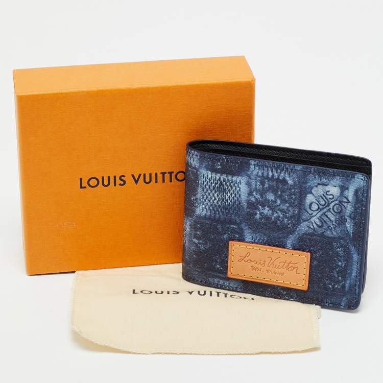 Pre Owned Louis Vuitton Marine Damier Salt Canvas Multiple Wallet