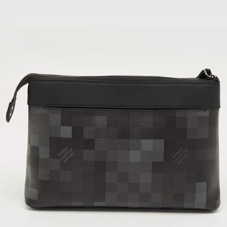 Pre Owned Louis Vuitton Black Damoflage Canvas Pochette Voyage Souple